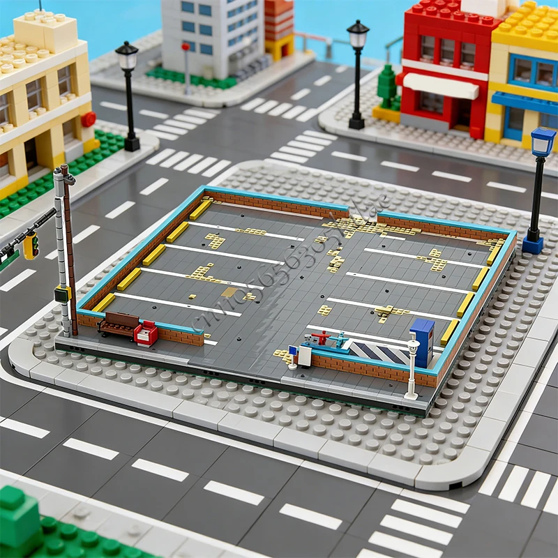 1892 PCS House Street Beach Parking Lot MOC Customize Modular Building Block Popular Design Kids Model DIY Holiday Toy Gifts
