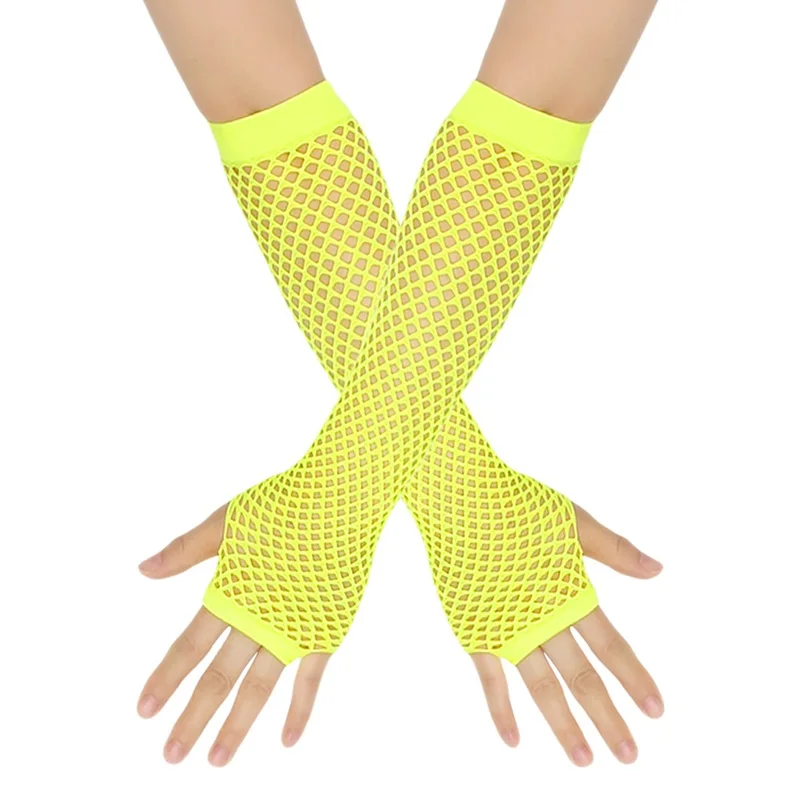1 Paar Damen Fischnetz Fingerlose Lange Handschuhe Bein Arm Manschette Party Tragen Kostüm für Damen Wärmer Handschuhe Sexy Handschuhe Goth Dance