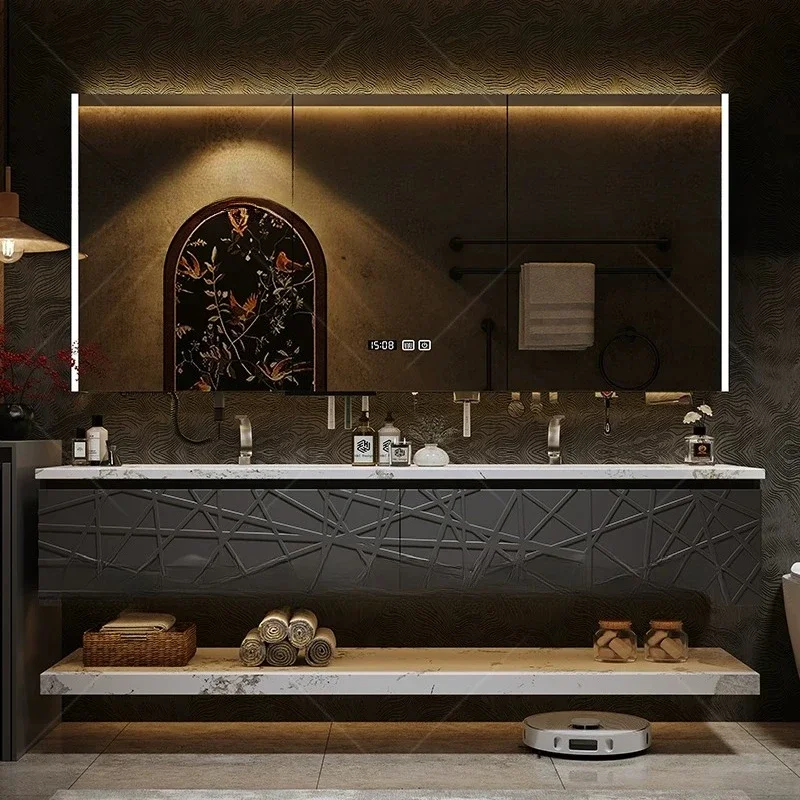 Bathroom Cabinet Combination Bathroom Slate Seamless Ceramic Basin Wash Table Washbasin