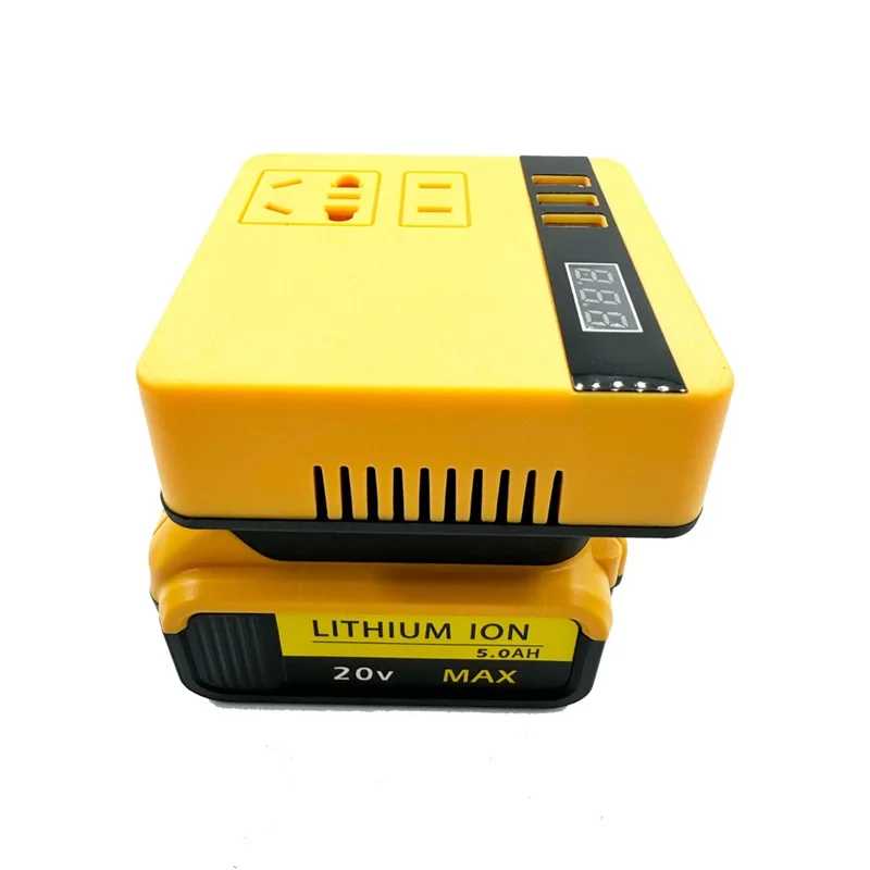 100W Power Inverter for Dewalt 18V 20V Li-ion Battery, DC 18V to AC 220V Portable Power Station Generator With Current Display