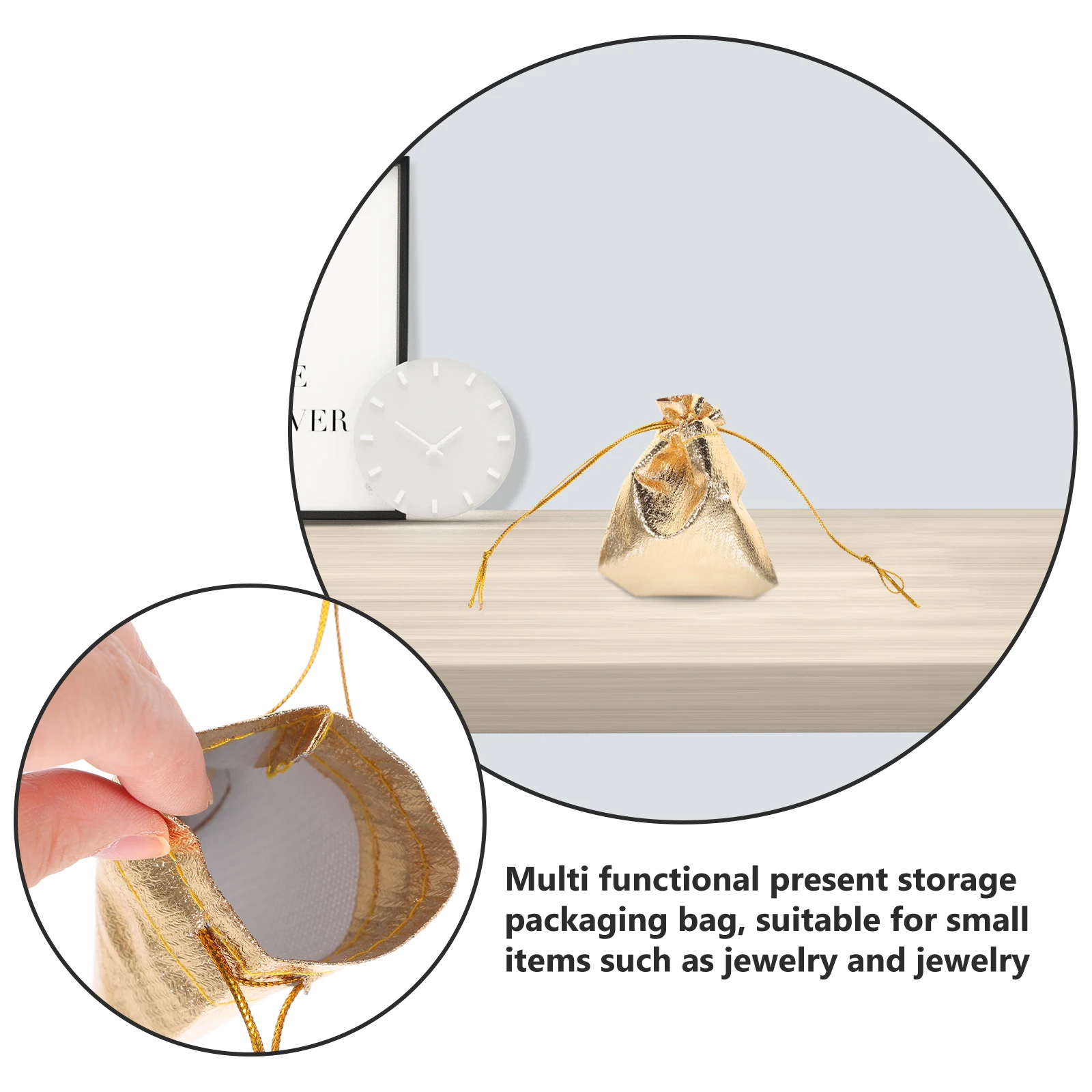 

100 pcs Golden Cloth Drawstring Bags 7x9cm Jewelry Storage Small Gift Wrapping Packaging Bags Christmas Present