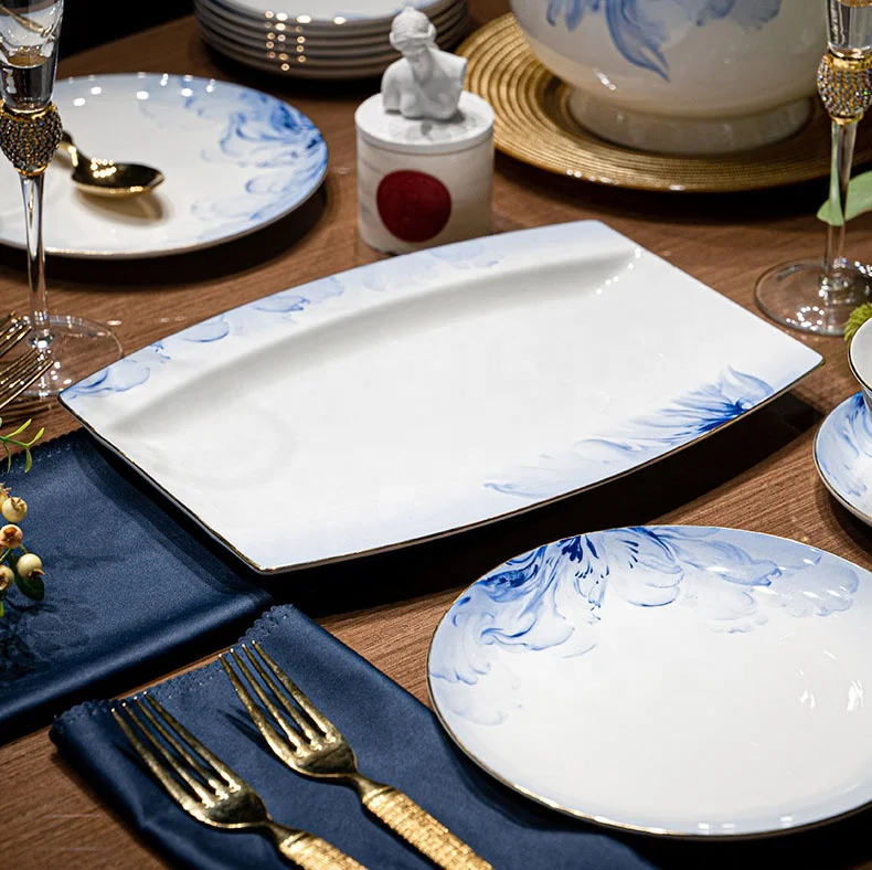 Wholesale of Ceramic Simple Bowls Plates and Bowls for Household Bone China Tableware Sets