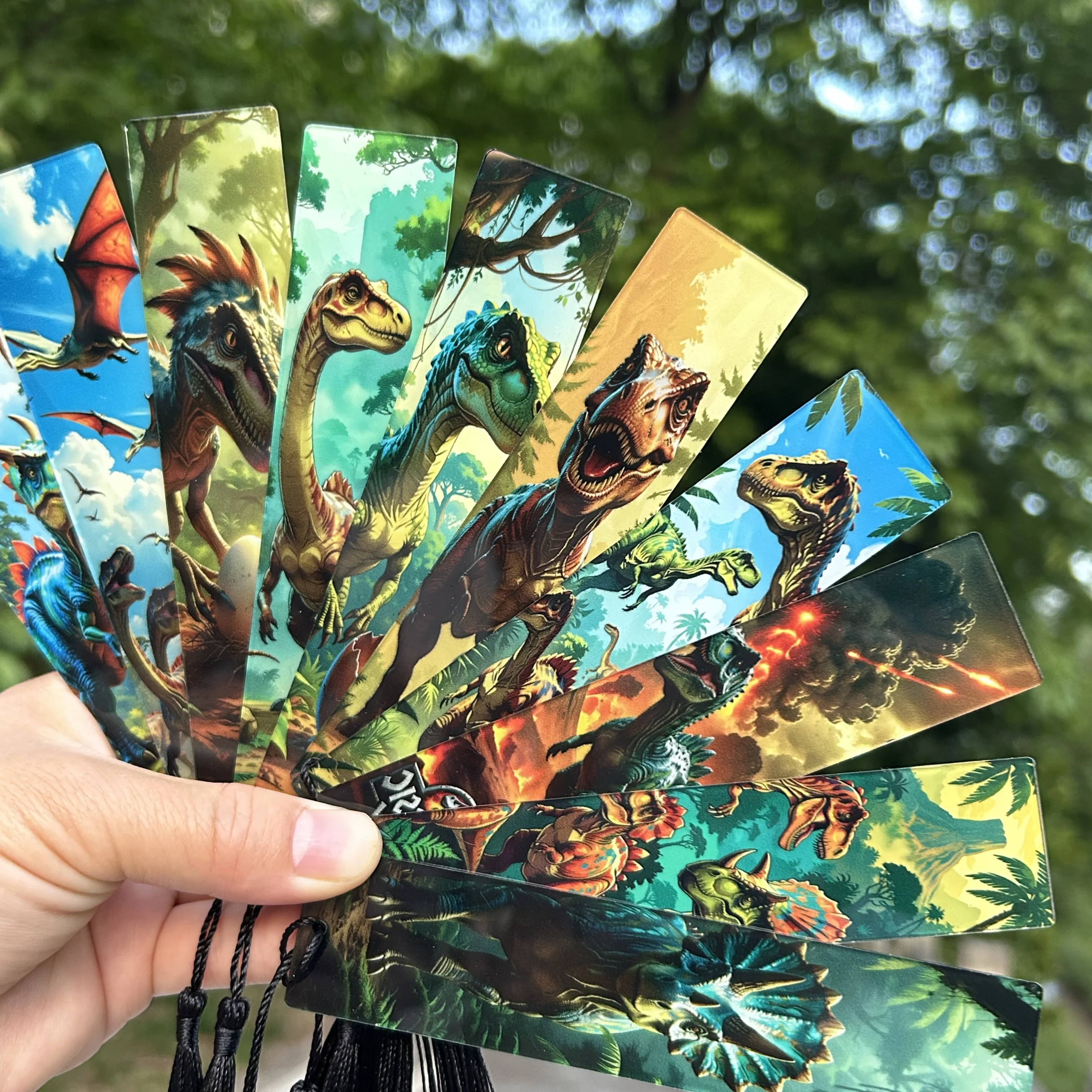 10 قطعة/1 قطعة علامة مرجعية على شكل ديناصور أكريليك مع شرابات، ديناصورات مختلفة، بيض الديناصورات، عشاق القراءة، الهدايا، علامات القراءة #6