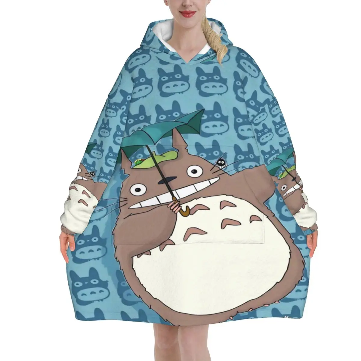 T-totoroes Blanket Hoodie Oversized Wearable Sweatshirt Blanket Warm Gifts for Women Girls Girlfriend