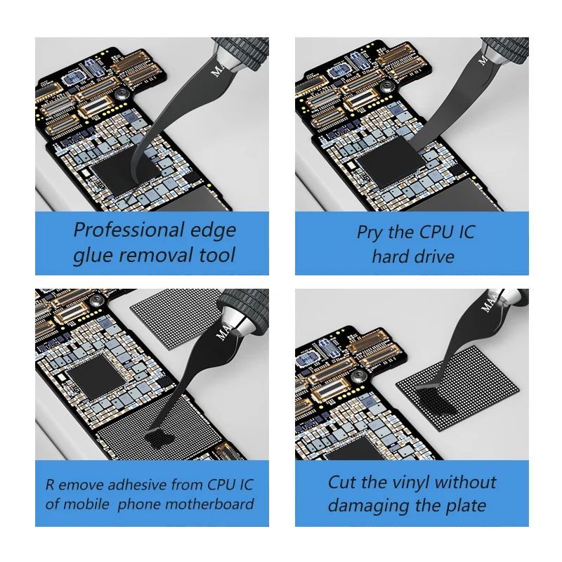 

MaAnt MY-102 Multifunctional Glue Remover Knife High Carbon Steel 4 Blades Set for Phone Motherboard IC CPU Adhesive Removal