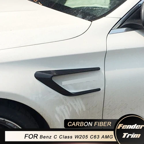 Guardabarros lateral delantero para Mercedes Benz Clase C, W205, C63, AMG, 4 puertas, 2015-2017, divisores de aletas laterales delanteras de fibra de carbono