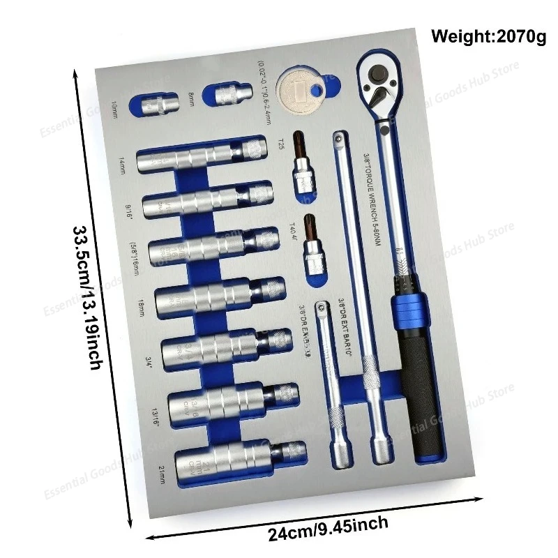 Spark Plug Socket Torque Wrench Set, Metric and Imperial Spark Plug Torque Wrench, Gap Gauge