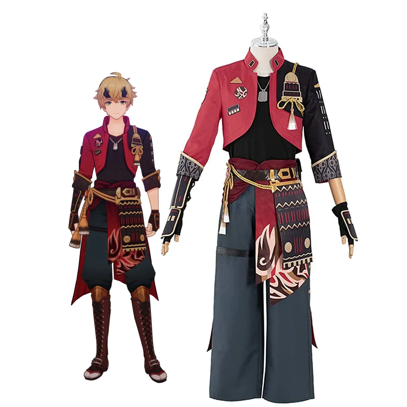 Genshin Impact Thoma Cosplay Costume Halloween Costumes for Boys and Girls