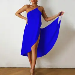 Casual Midi-Jurk Midi-Jurk, Stijlvolle Strandjurk Voor Dames, Mouwloos Off-Shoulder Bikini Cover-Up Met Gekruist Voor Vakantie