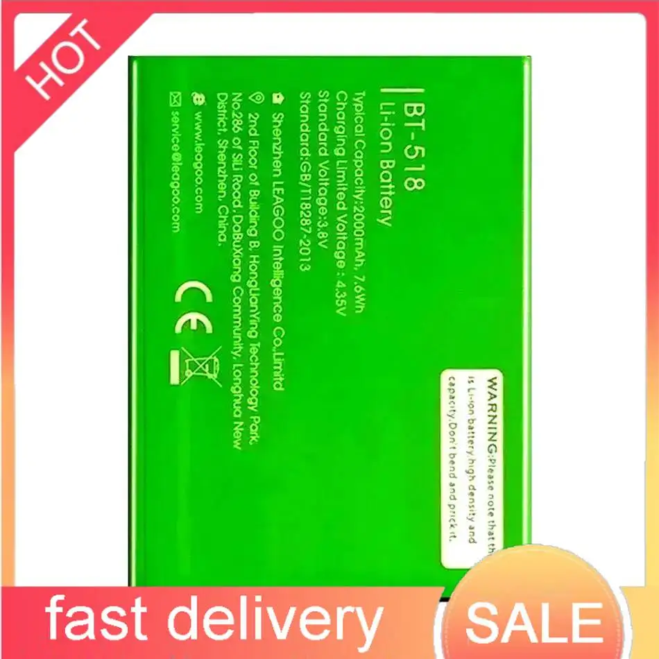

For Leagoo M5 Edge BT518 Safe Mobile Phone Battery 2000Mah