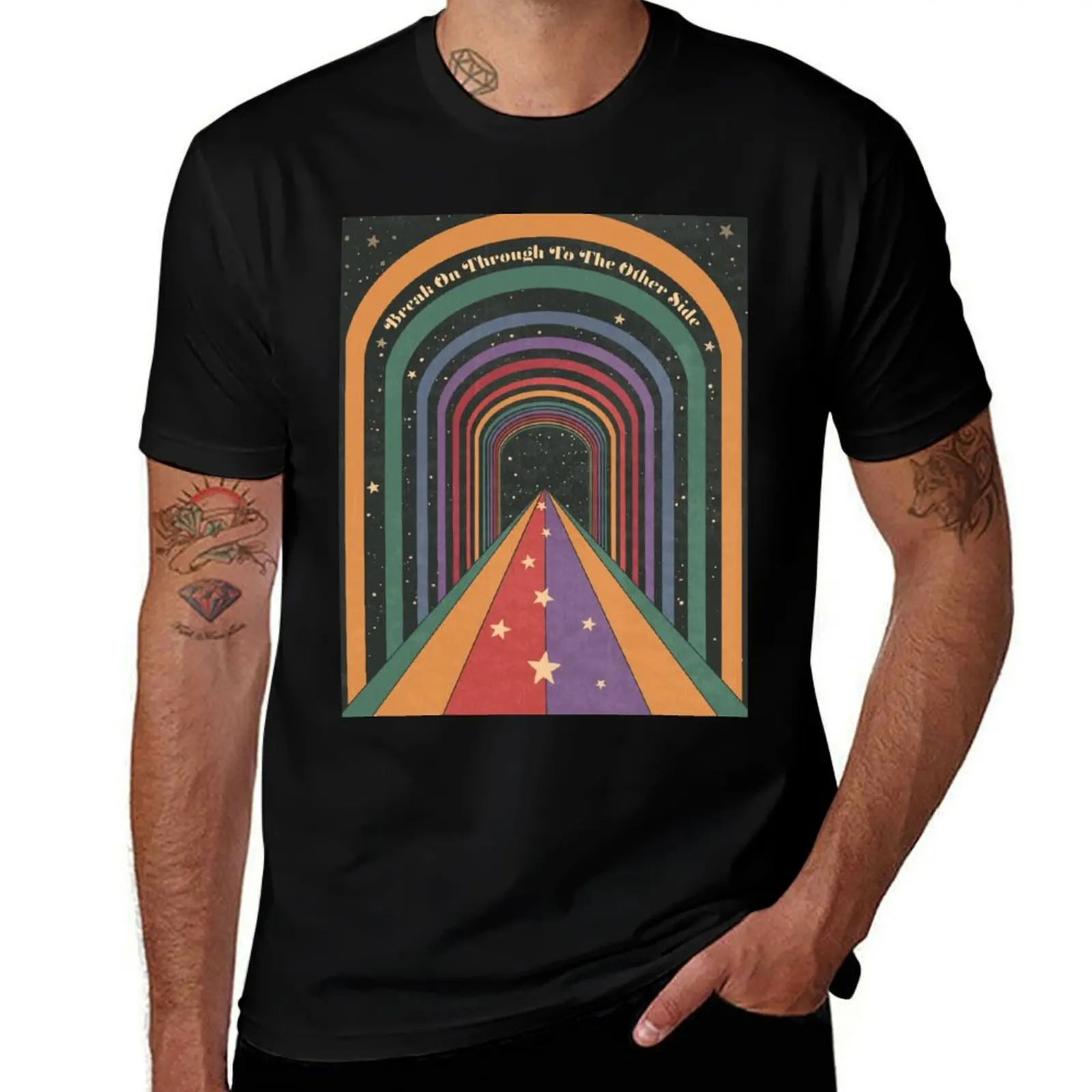 

The Doors - Break On Through To The Other Side - The Doors Of Perception Rainbow Art T-Shirt t shirts for man cotton funny