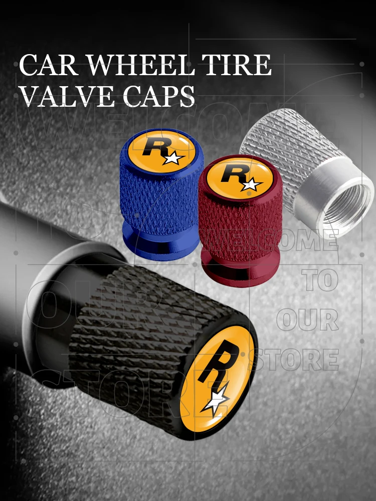 Pour GTA5 R Star LOGO 4 pièces créatif voiture véhicule moto roue pneu Valve bouchons en aluminium pneu tige couvre Airdust étanche