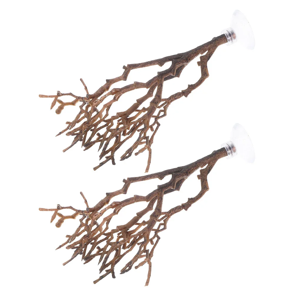 2 Pcs Fish Tank Simulation Moss Tree Freshwater Decoration Aquarium Artificial Trunk Terrarium Hideout Twig Abs