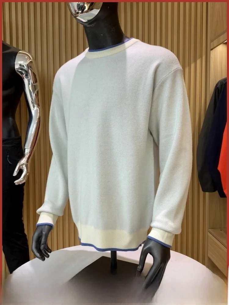 

New Winter Men's Color Simple Basic Long Sve Overhead Sweater Jaet Soft Comfortable Loose Fit Faion Urban Sle