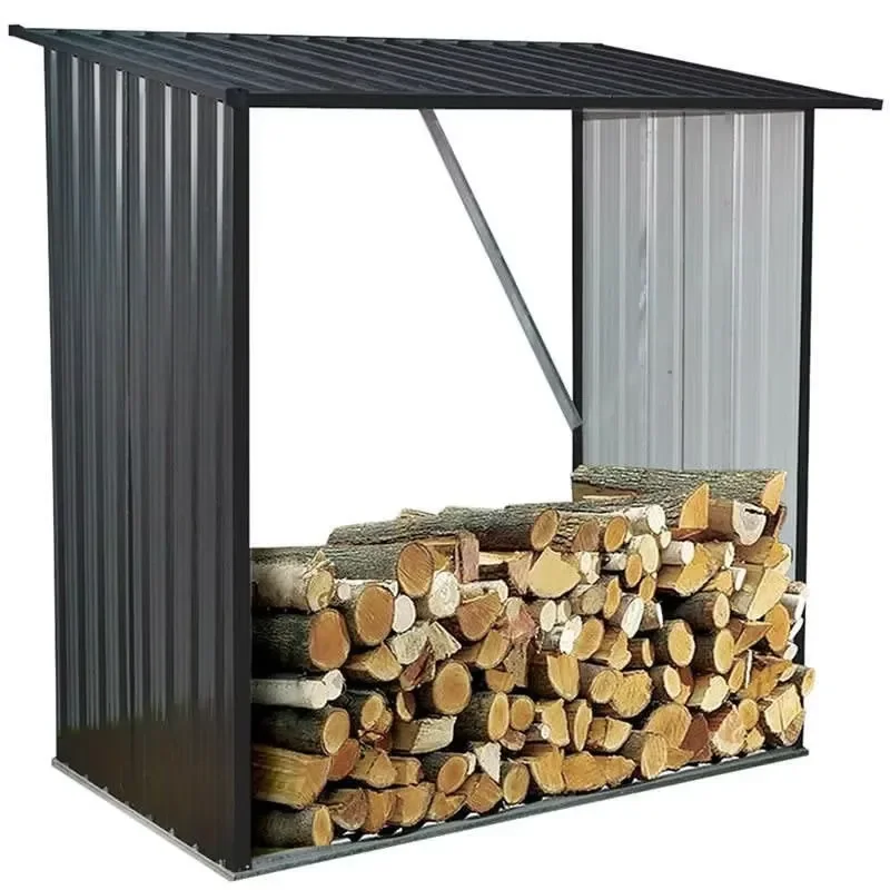 Wholesale Waterproof Steel Firewood Log Rack Outdoor Garden Storage Shed Rustproof Metal Log Holder Factory Direct Supply