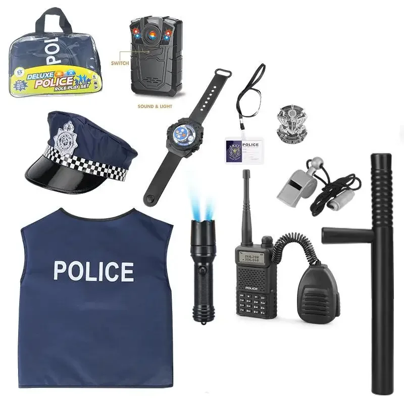

Police Cosplay Costumes for Boys Girl, Police Toys, Policeman, Compass, Whistle, Police Badge, Carnival Costume Props, Halloween