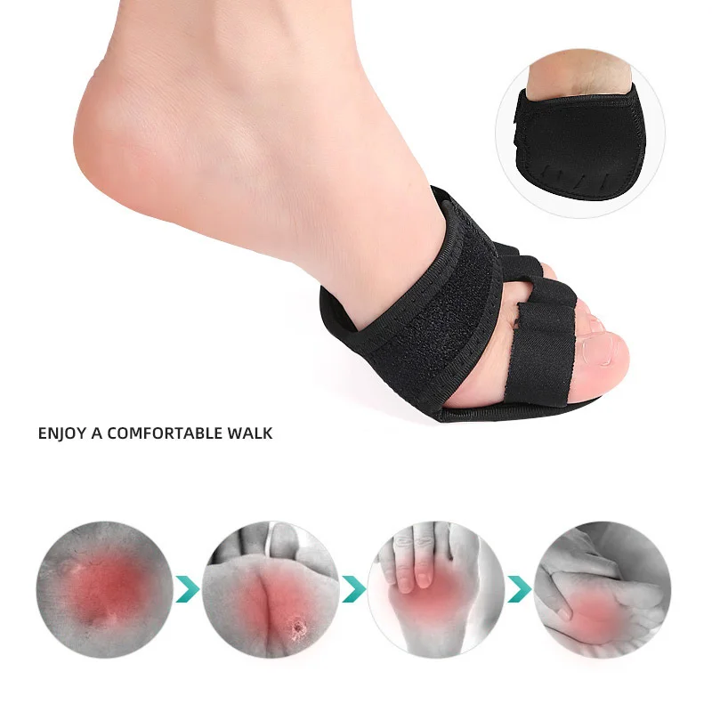 1 par ajustável 5 dedo meia palma antepé almofada polegar dedo do pé eversão sobreposição martelo em forma de toe divisor ferramentas de cuidados com os pés