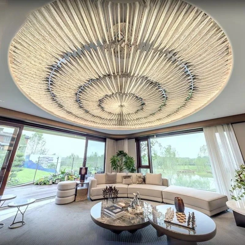 Luxury Large Scale Engineering LED Pendant Light for Hotel Lobby Decorative High Ceiling Hanging Lamp Modern Interior