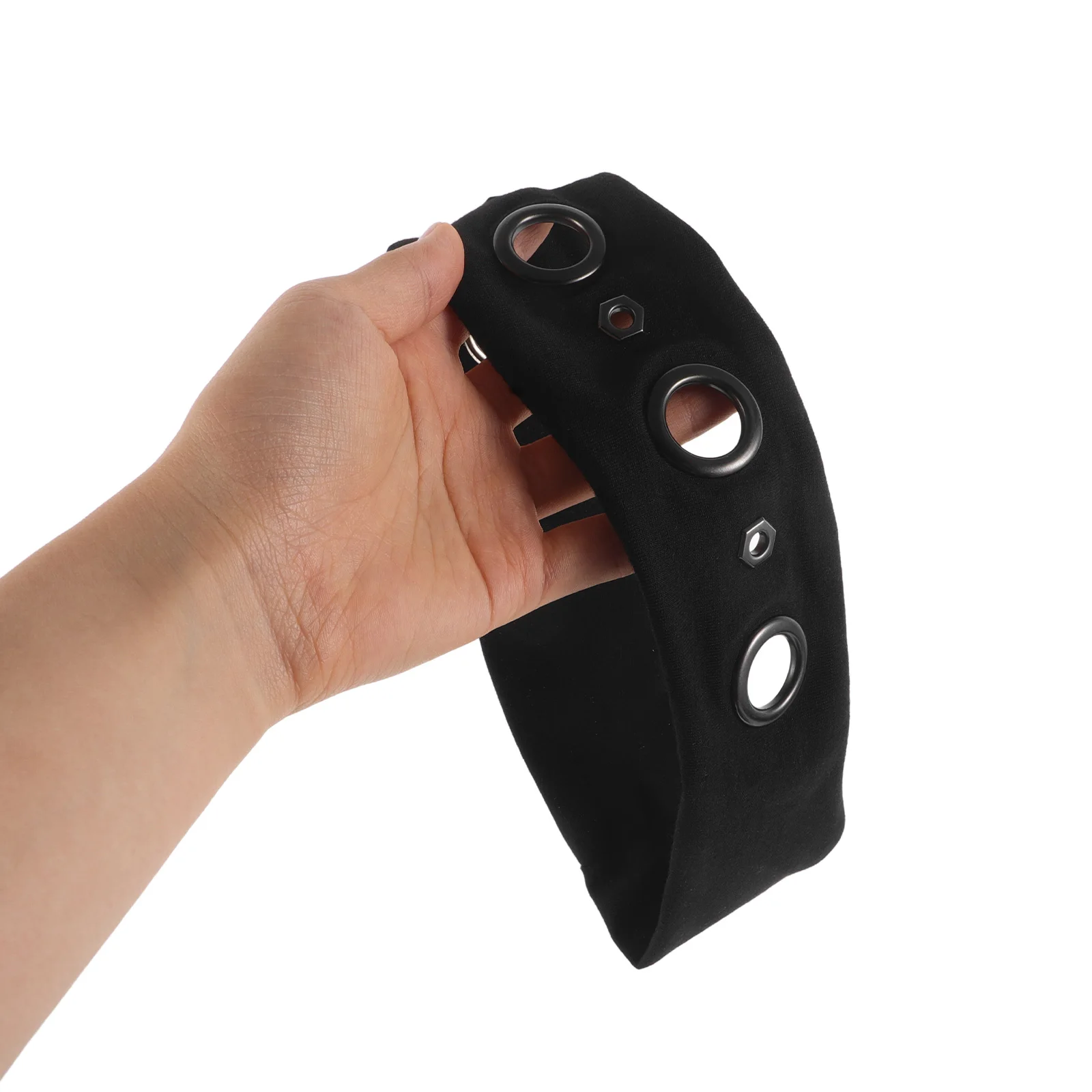 

Wide Eyelet Grommet Headband Punk Elastic Hollow Out Vintage Hairband For Women Black Stretchy Ladies Workout Festival Wear Hair