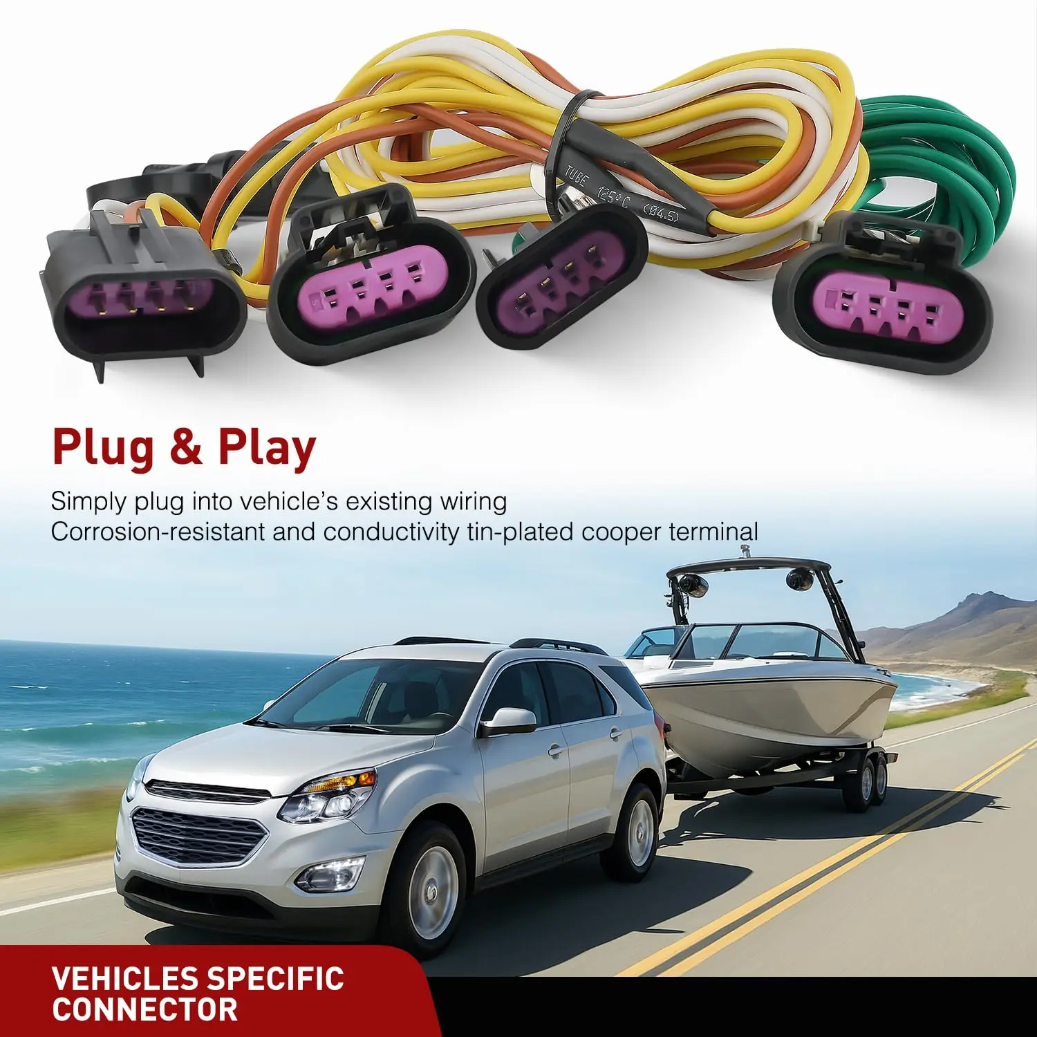 Nilight 4 Pin Trailer Wiring Harness Kit 56094 Vehicle Side | Custom for 2010 2011 2012 2013 2014 2015 2016 2017 Chevy Equinox GMC Terrain W/O Factory Simple Fit Hitch Towing Package