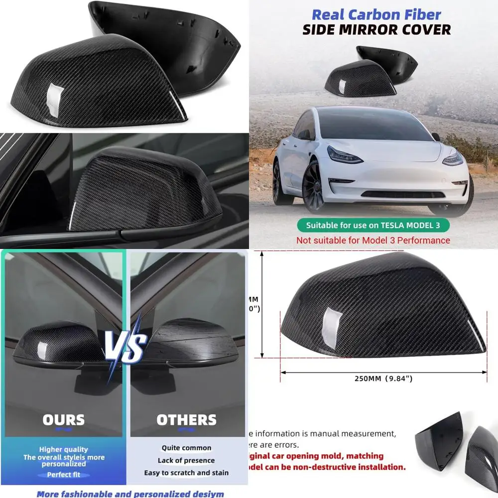 

Накладка на зеркало из настоящего углеродного волокна, совместимая с Tesla Model 3 2017-2024, крышка бокового зеркала заднего вида Tesla, аксессуары Mod