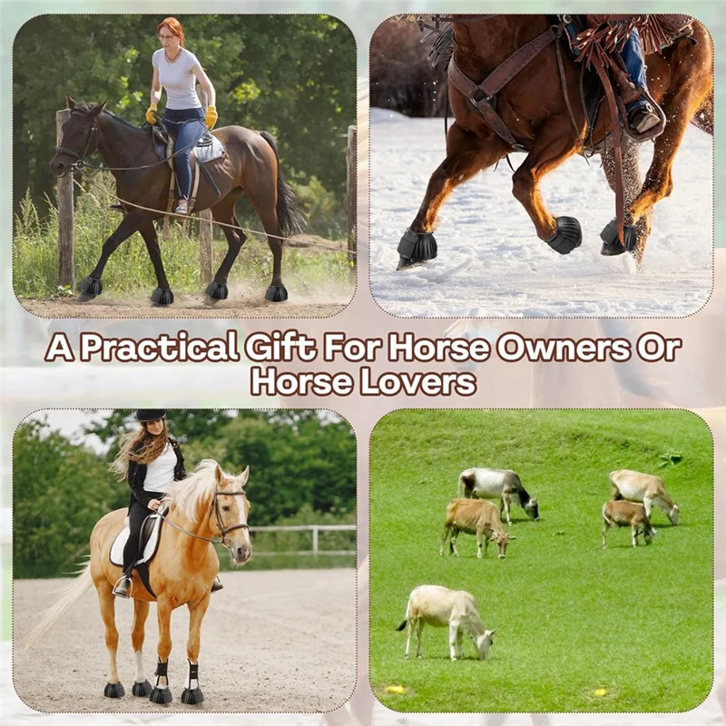 AT69 -2 uds botas de campana de goma botas de caballo de gran alcance para caballos gancho y bucle de envoltura rápida para escudo desempeño contra el impacto del pezuña Trau