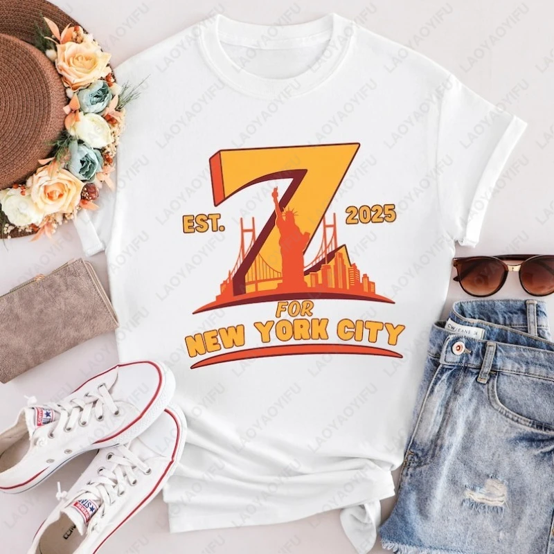 Zohran ل NYC تي شيرت الديمقراطيين Mamdani 2025 تيز العصرية شخصية القطن التي شيرت الرجال امرأة خمر بلايز عادية قصيرة الأكمام