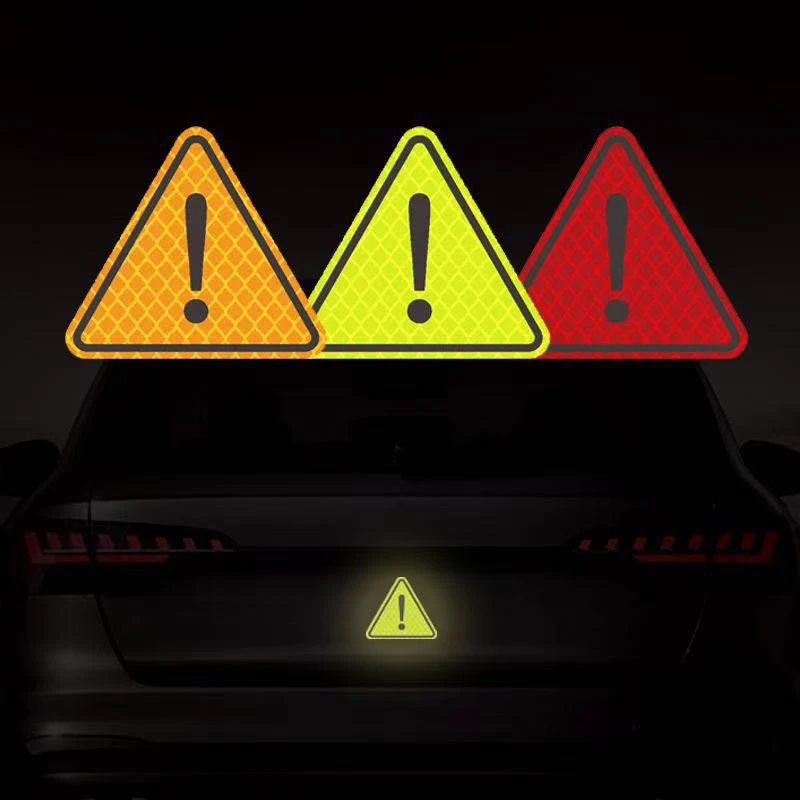 Car Strong Reflective Warning Triangle Exclamation Mark Prompt Sticker Safety Decal For Electric Motorcycle Helmet