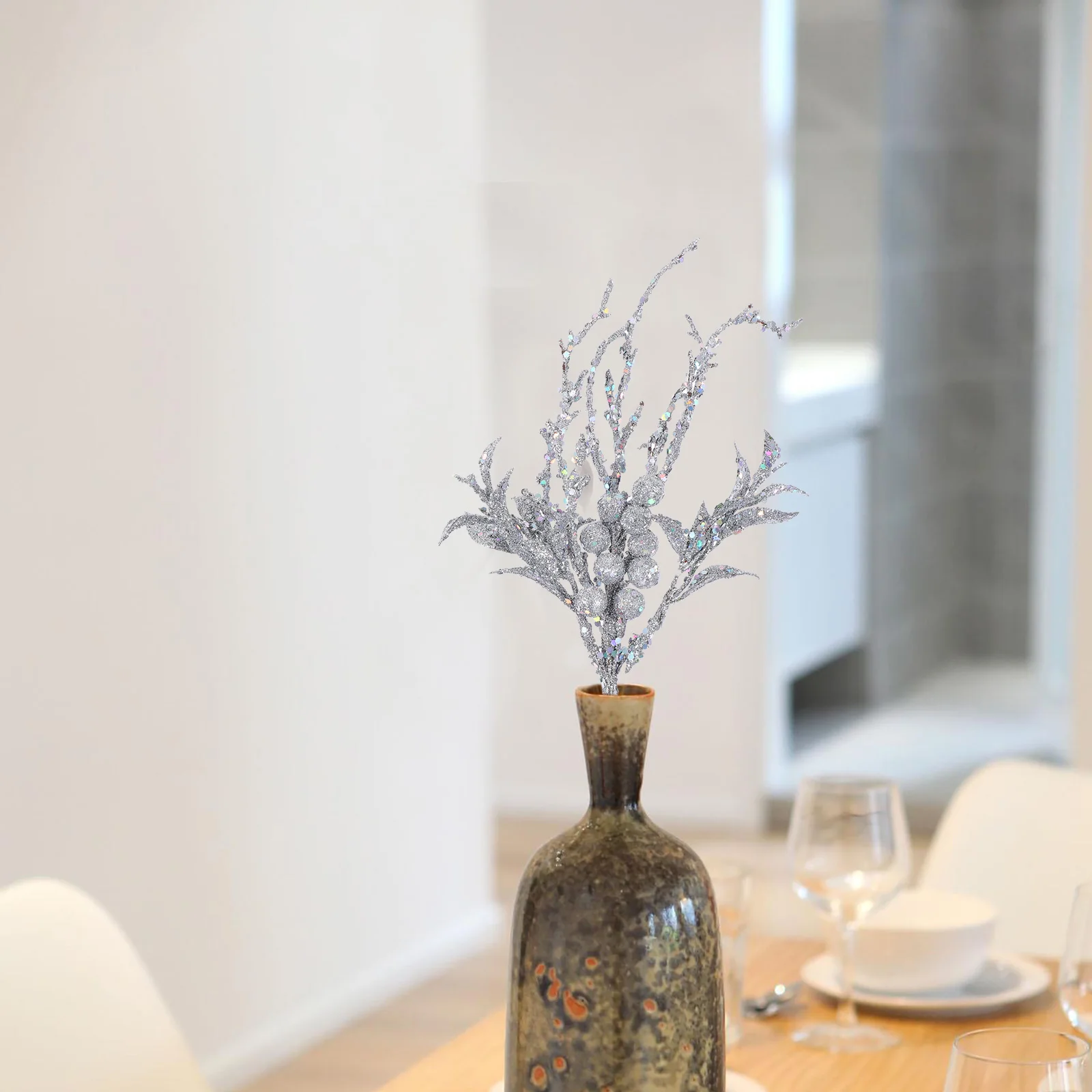 

Christmas Garland Tree Decoration Wreath Glitter Leaves Picks Artificial Centerpieces