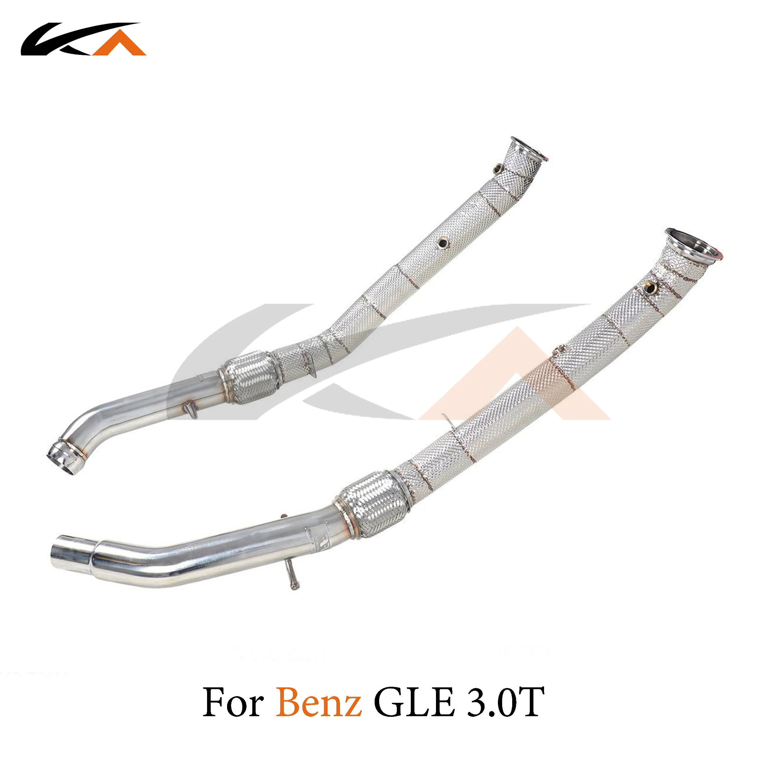 KA exhaust header stainless downpipe for Mercedes-Benz GLE300 GLE320 GLE350 GLE400 GLE450 3.0T axle pipe catalysis heat shield