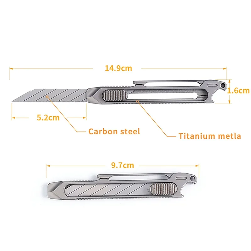 Imagem -04 - Atualização Art Telescopic Utility Knife Titanium Alloy Handle Abridor de Garrafas Cortador de Papel Ferramentas do Bolso Lâmina Substituível 10 Pcs
