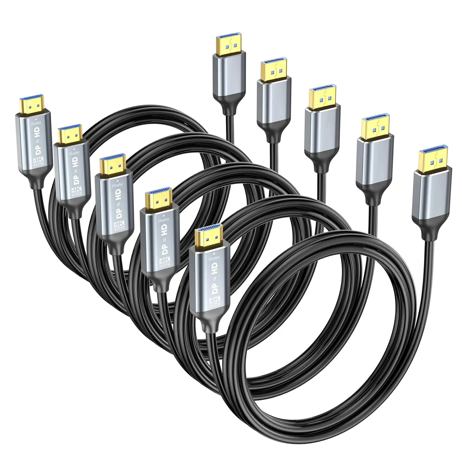 

DP to HDMI Cable 6ft 5-Pack, Uni-Directional 4K@60Hz for Monitor Projector Laptop PC AMD NVIDIA, Aluminum Shell, Compatible Lenovo HP Dell