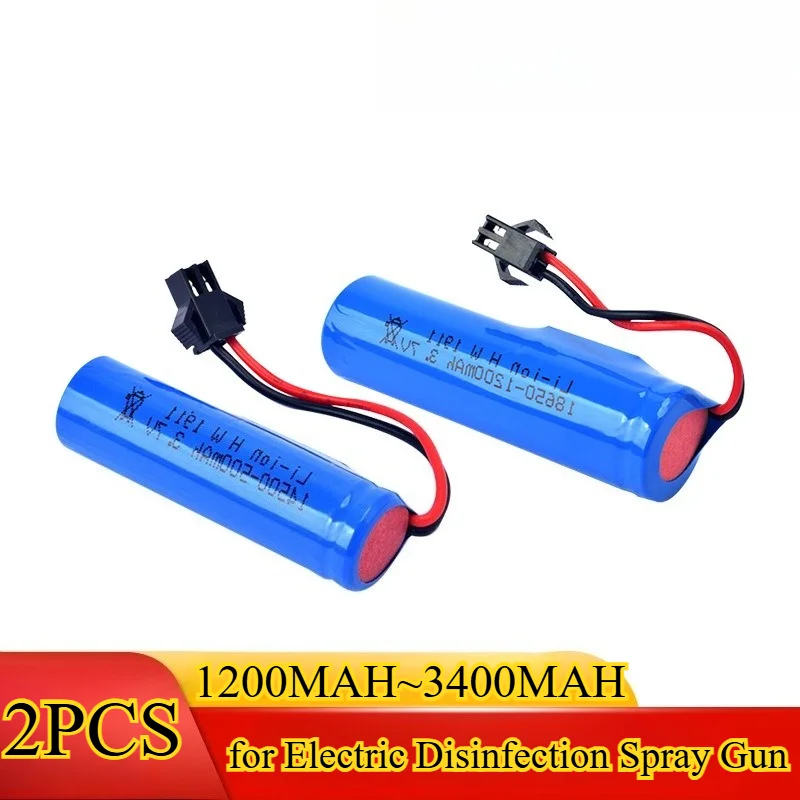 

2 шт., 3400 мАч, перезаряжаемая литиевая батарея для электрического дезинфекционного пистолета-распылителя, умный датчик, ручная стиральная машина, респиратор, долговечный