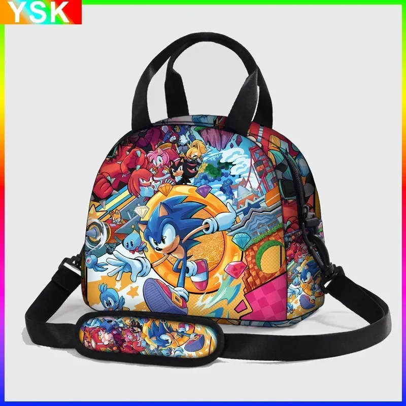 Sonic Lunch Bag Student Fashion Picnic Square Ice Bag Crossbody portatile migliori regali ragazze versatili Anime kawaii Cartoon