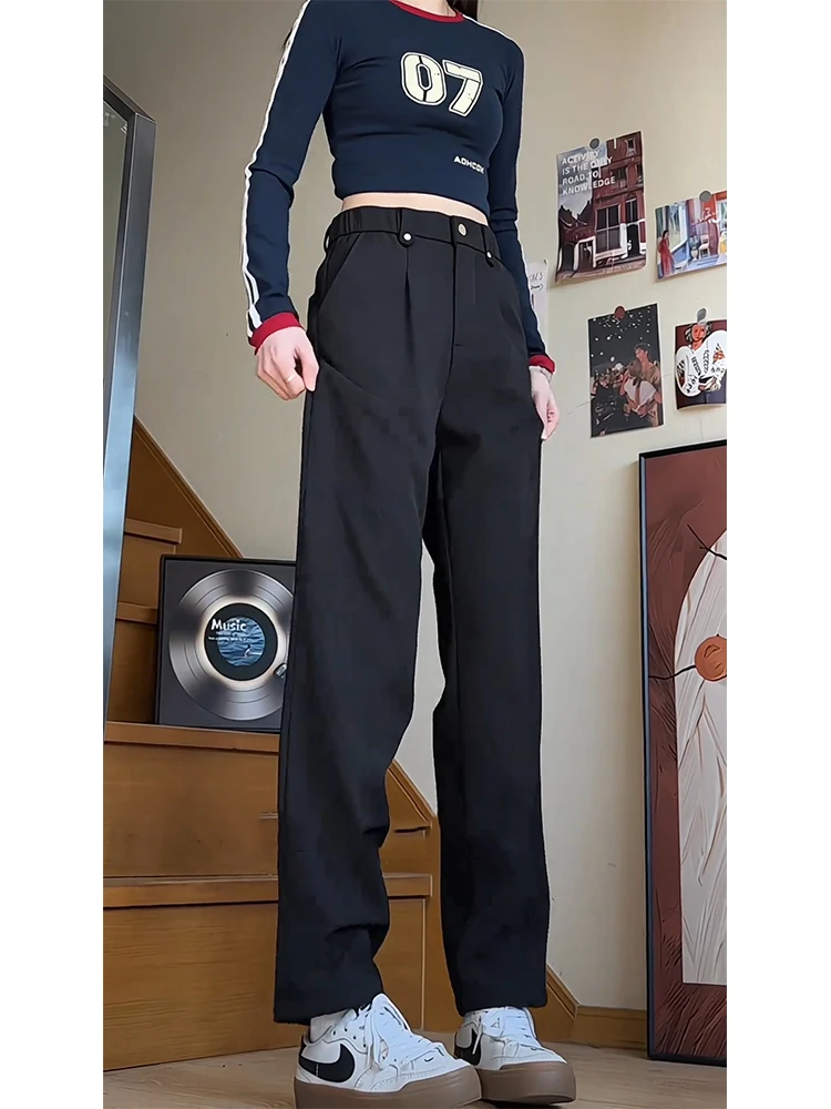 

Мужские брюки Bla Fce с подкладкой, прямого кроя, зауженные, с высокой талией, струящиеся, повседневные, для весенней моды, молодежные, стильные