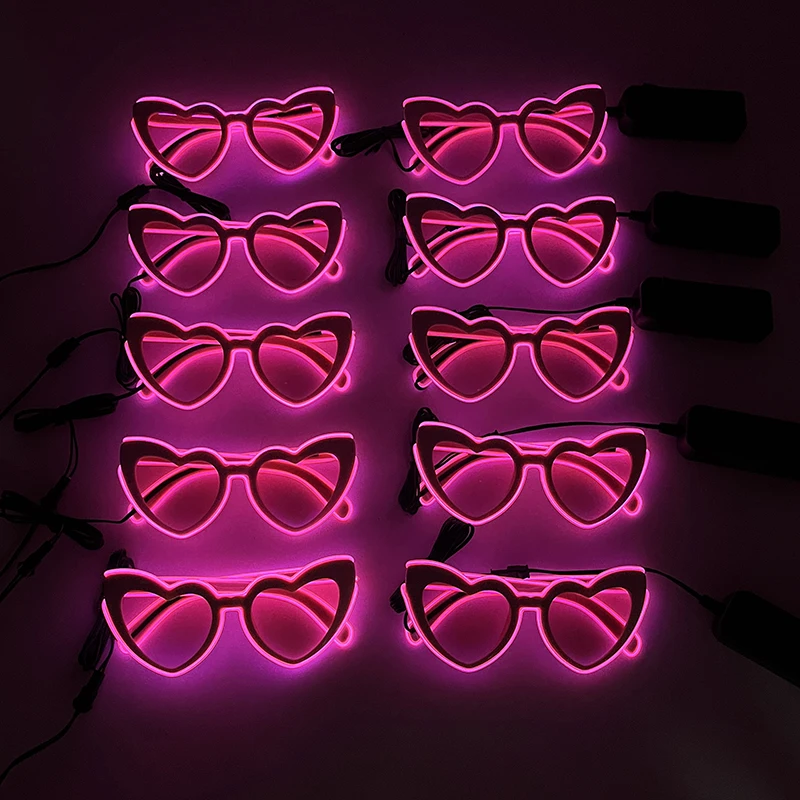 1/5pcs Valentine's Day Luminous LED Glasses Glowing Heart Shaped Glasses Girl Women Bride To Be Light Up Glasses Props Supplies