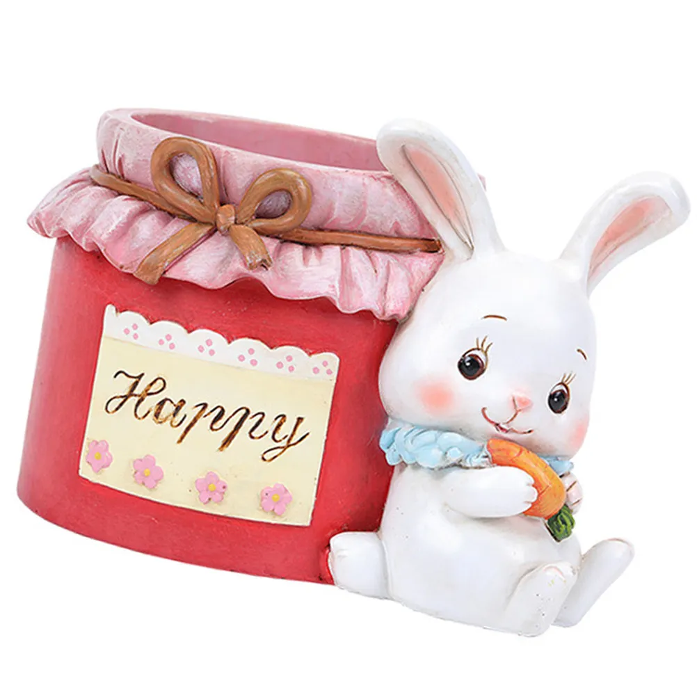 

Rabbit Shaped Resin Plant Pot Cute Small Flowerpot Indoor Succulent Planter Decorative Pots for Home Office Balcony