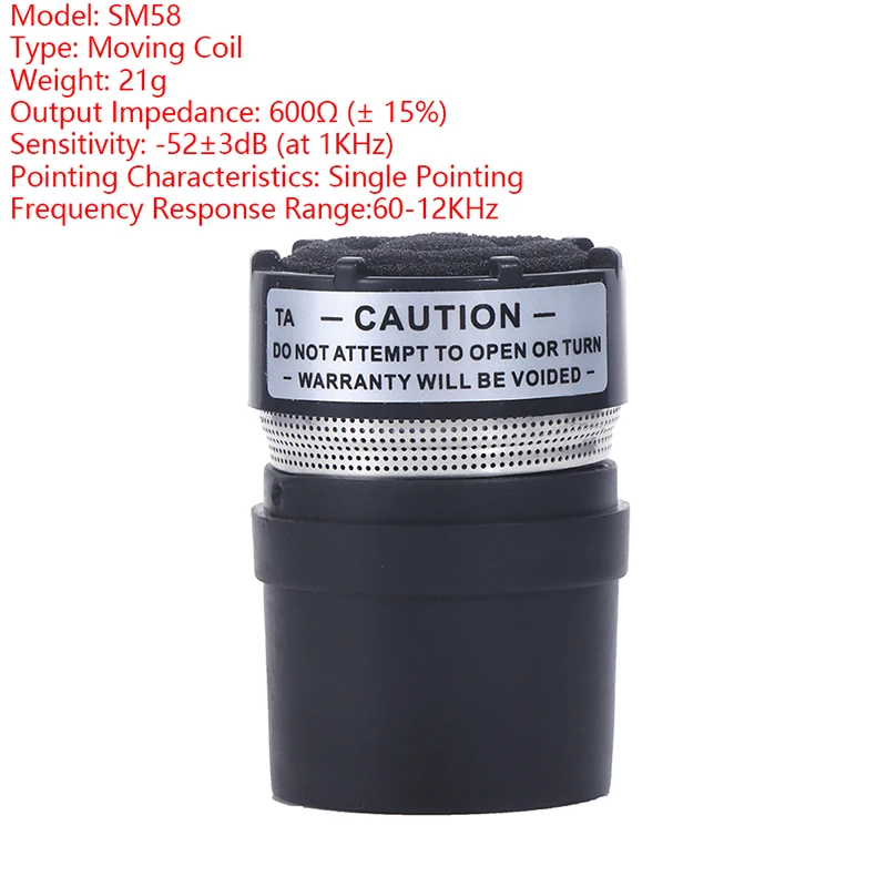 Cápsula de micrófono profesional, núcleo compatible con reemplazo de micrófono tipo SM58, 1 unidad