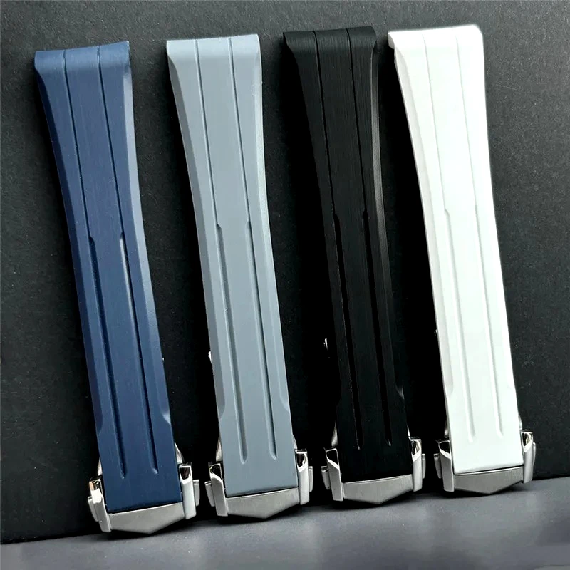 20mm Rubber Strap for Omega X Swatch MoonSwatch Folding Buckle Curved End Replacement Band Bracelet for Speedmaster Moon Watch