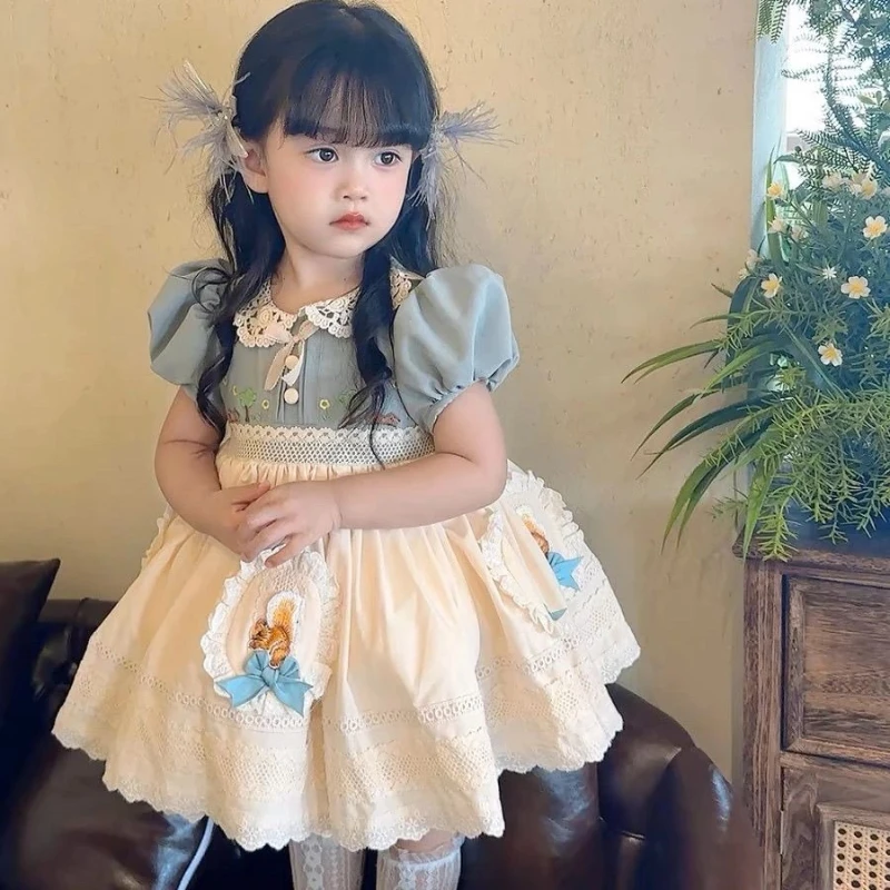 

Girls Dress 2025 New Summer Sweet Skirt Foreign Baby Lolita Dress Princess Kids