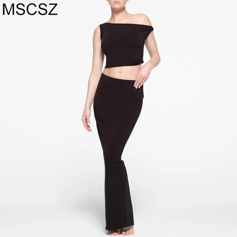 MSCSZ Tank Top And Long Skirt Sets Women 2 Piece Outfit Summer Sexy Night Club Festival Outfits Women 2024