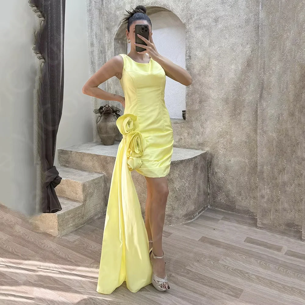 

Customized Modern Prom Dresses Short Homecoming Gowns Mini Length O Neck Sleeveless Evening Party Dresses On Sale Flowers