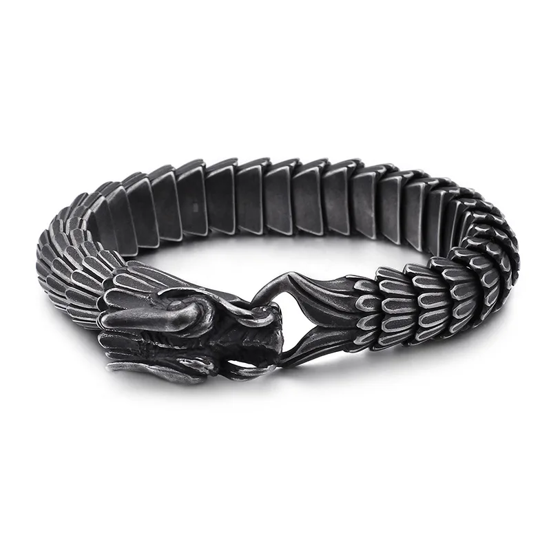 

Vintage Zodiac Signs Dragon Bones Stainless Steel Men Bracelets Cool Stuff Aesthetic Fashion Jewelry For Women Gift Wholesale