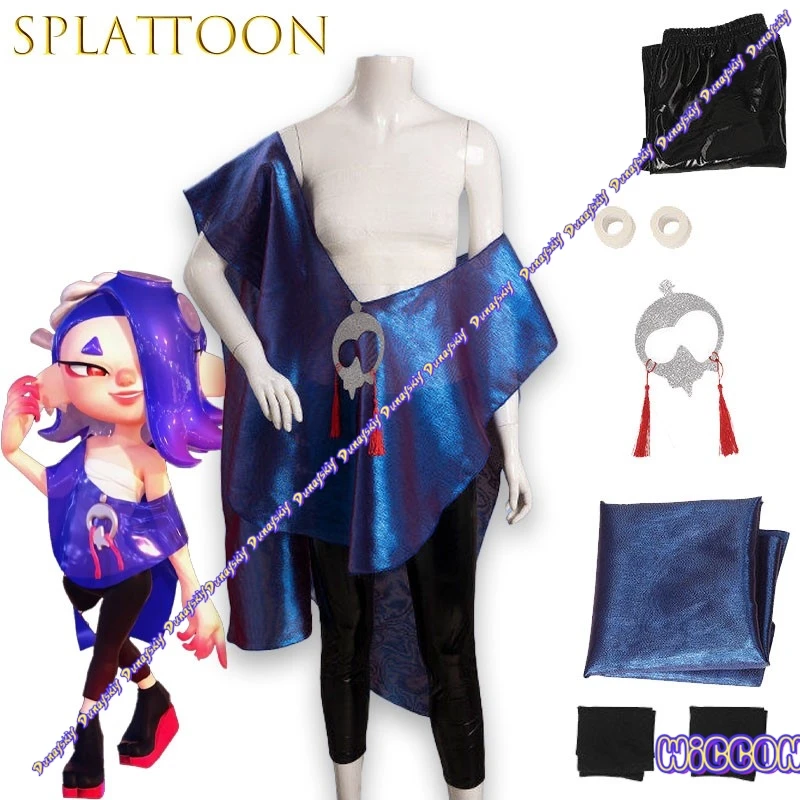 Disfraz de Cosplay de estilo japonés de corte profundo de Splatoon, traje de personaje de Anime para fiesta de Halloween de hombre grande amarillo Frye Shiver