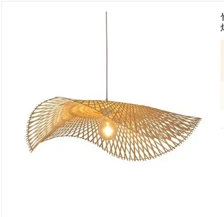 Bamboo Pendant Lights E27 Lamp Fixtures Decorative Hanging Ceiling Light Bamboo Chandelier for Restaurant Home Bar Cafe Hallway