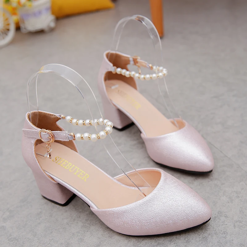 NEW Women Comfortable Spring & Summer 7cm High Heel Pumps Lady Casual White Wedding High Heel Shoes Leisure Shoes