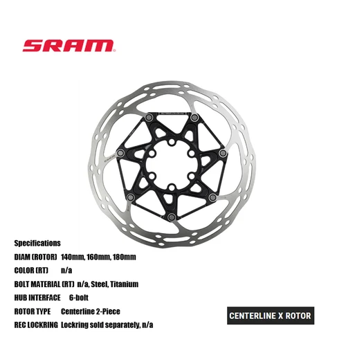 Imagen 1 del producto SRAM CENTERLINE X ROTOR 6 BOLTS CenterLine X rotores 140/160MM Compatible con frenos de bicicleta de carretera y de montaña