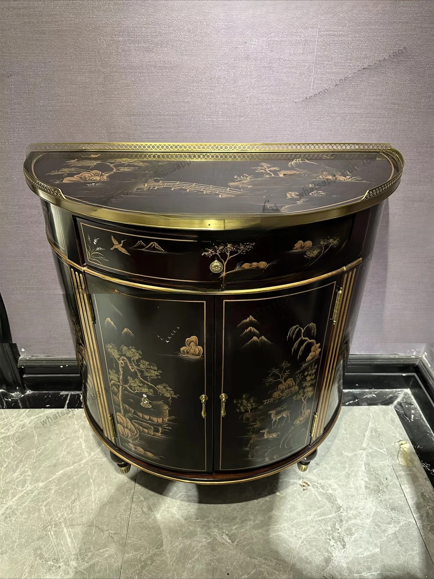 solid wood entrance living room side cabinet semi-round decorative partition storage storage decorative cabinet