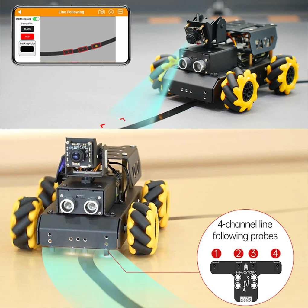 TurboPi Mecanum-Motor de rueda 4WD, coche Robot para principiantes, Kit de bricolaje de coche Robot programable de código abierto para Raspberry Pi 4B 8GB