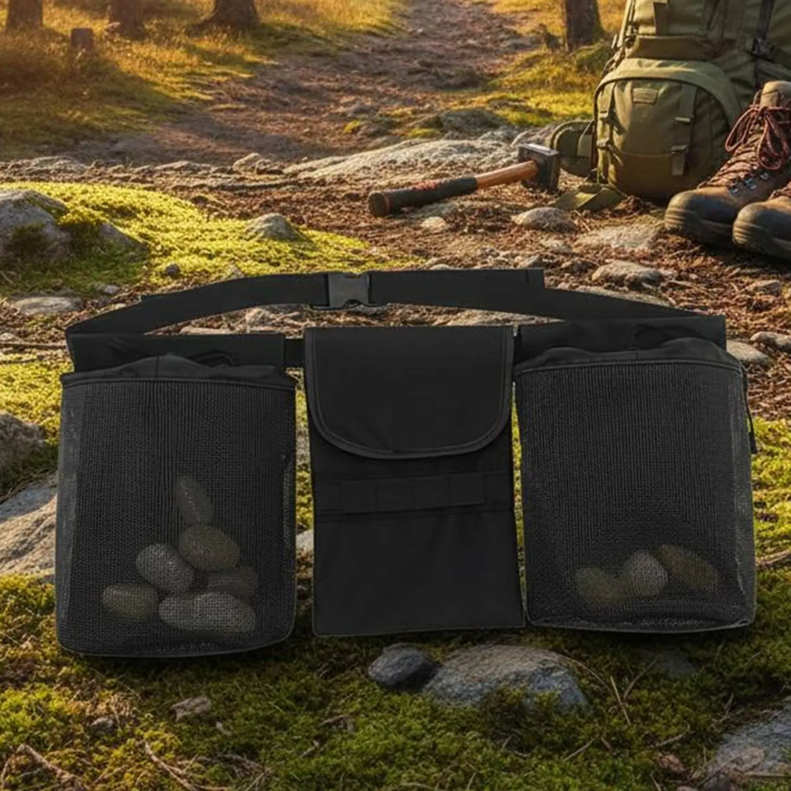 

Поясная сумка для сбора камней с дренажными отверстиями, для поиска ракушек на пляже, из прочного полиэстера 600D с сеткой